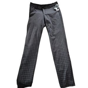 NWT‎ KUT FROM THE KLOTH DIANA SLIM STRAIGHT PANTS DARK GREY WINE PLAID WOMENS 10